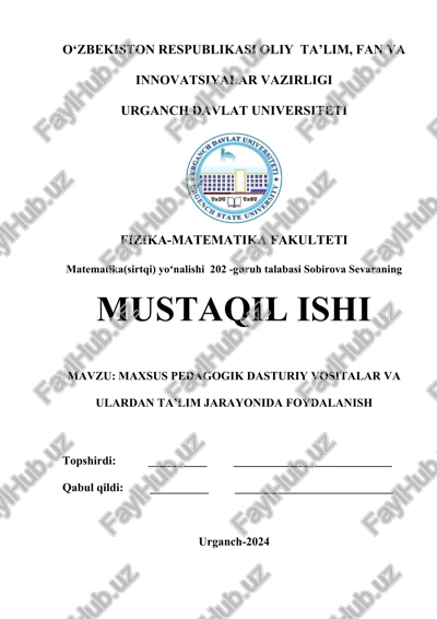 maxsus pedagogik dasturiy vositalar va ulardan ta’lim jarayonida foydalanish — DOCX