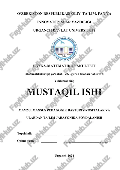 maxsus pedagogik dasturiy vositalar va ulardan ta’lim jarayonida foydalanish — DOCX