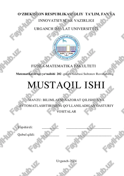 bilimlarni nazorat qilishda va avtomatlashtirishda qo'llaniladigan dasturiy vositalar — PDF