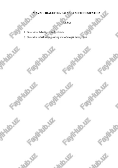 dialetika falsafa metodi sifatida — DOCX