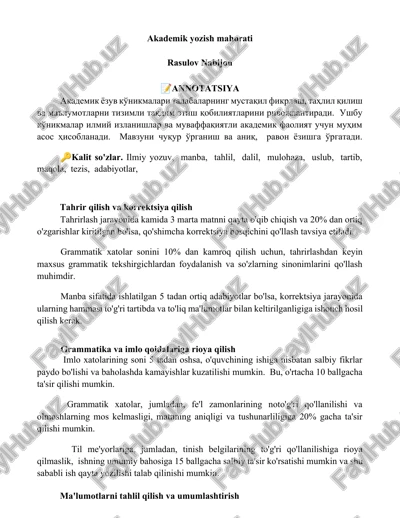 akademik yozish mahorati — DOCX