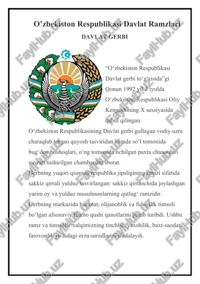 o'zbekiston respublikasi davlat ramzlari — DOCX