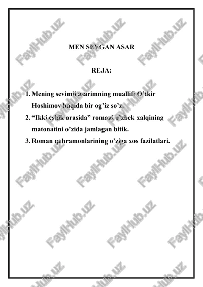 "men sevgan asar" — DOCX