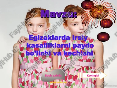 egizaklarda irsiy kasalliklarni paydo bo’lishi va kechishi — PPT