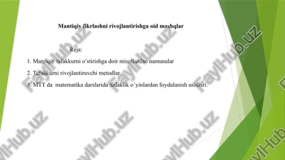 mantiqiy fikrlashni rivojlantirishga oidmashqlar — PPTX