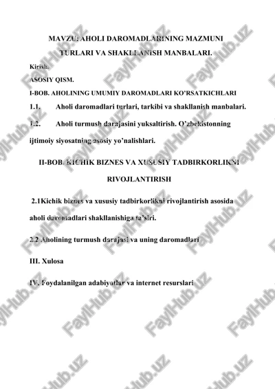 aholi daromadlari — DOCX