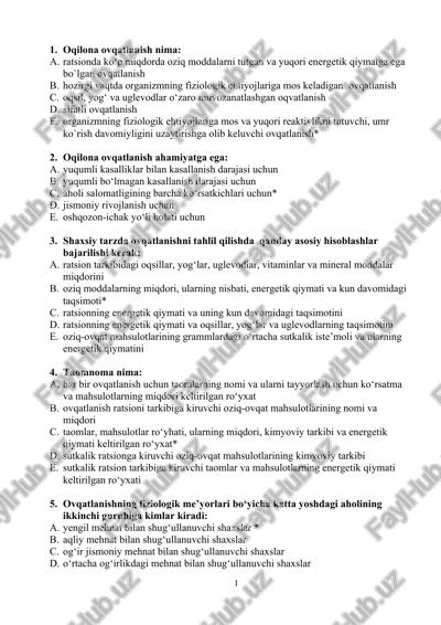 oqilona ovqatlanish — DOCX