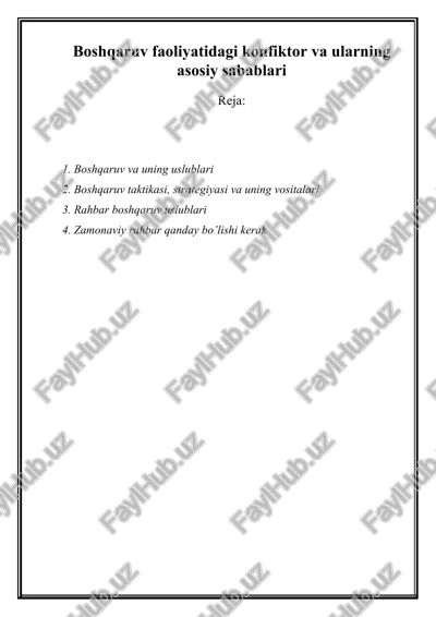 korxonani boshqarishning mohiyati — DOCX