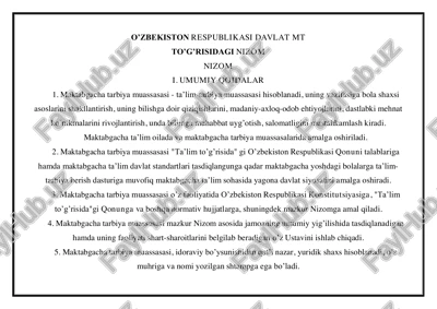 maktabgacha tarbiya muassasasi — PDF