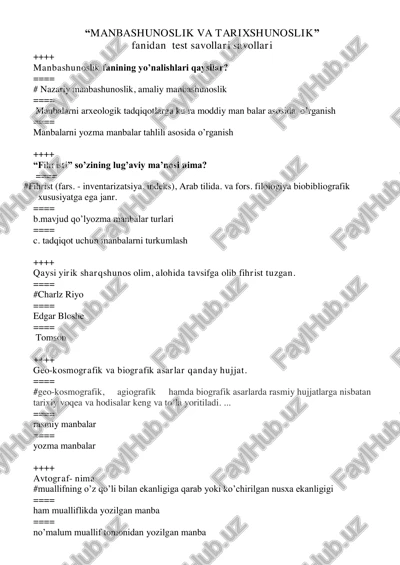 manbashunoslik va tarixshunoslik — PDF