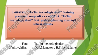ta'lim texnologiyalari — PPTX