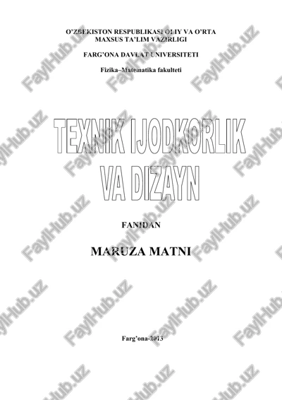 texnik ijodkorlik fanining moxiyati va vazifalari — DOC