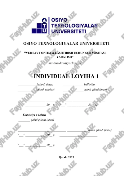 veb sayt optimallashtirish uchun seo vositasi yaratish — DOCX