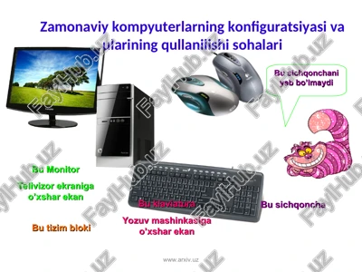 zamonaviy kompyuterlarning konfiguratsiyasi va ularining qullanilishi sohalari — PPT
