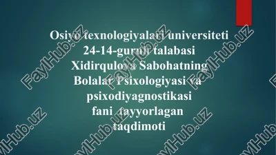 bolalar psixologiyasi va psixodiagnostika — PPTX