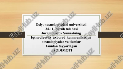 iqtisodiyotda axborot kommunikatsion texnologiyalar va tizimlar fanidan tayyorlagan taqdi — PPTX