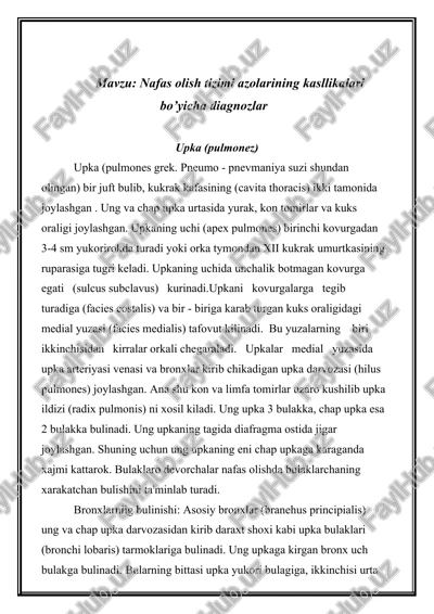 nafas olish tizimi azolarining kasllikalari bo’yicha diagnozlar — DOC