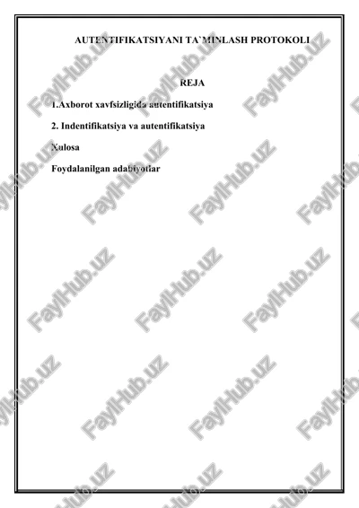 identifikatsiyasi protokollari — DOCX