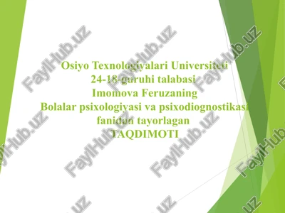 chaqaloqlik davrining psixologik xususiyatlari — PPT