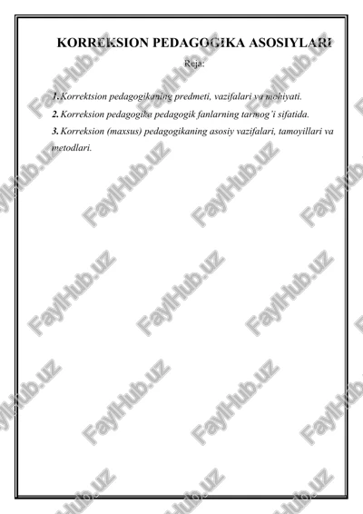 korrektsion pedagogika asosiy — DOCX