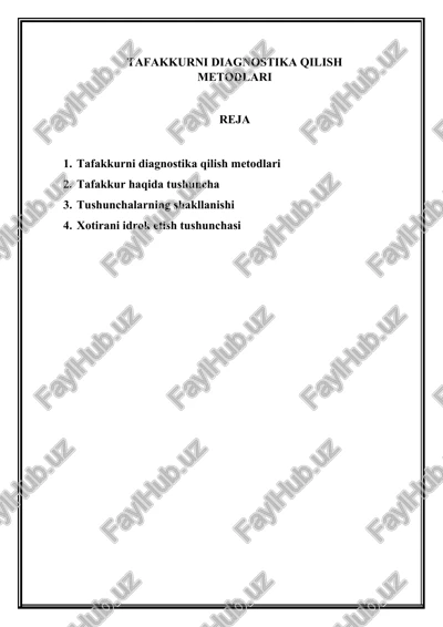 tafakkurni diagnostika qilish metodlari — DOCX