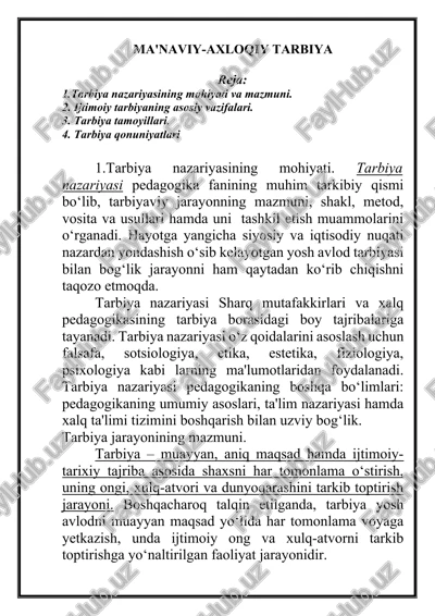 ma'naviy-axloqiy tarbiya — DOCX