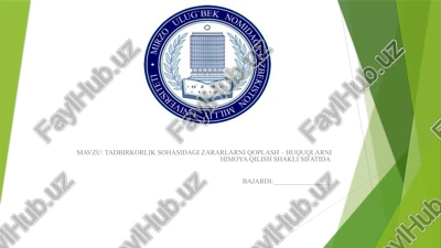 tadbirkorlik sohasidagi zararlarni qoplash – huquqlarni himoya qilish shakli sifatida — PPTX