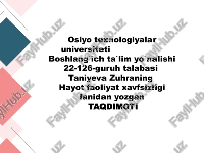 hayot faoliyati xavfsizligini tahlilqilish — PPTX