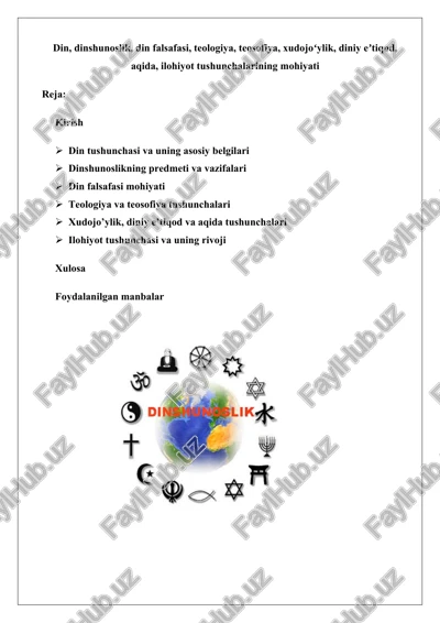 din va dinshunoslik — DOCX