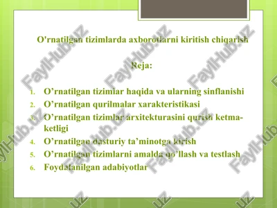 o'rnatilgan tizimlar — PPTX