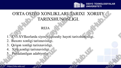 o'rta osiyo xonliklari tarixi xorijiy — PDF