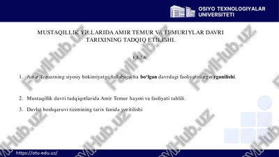 mustaqillik yillarida amir temur va temuriylar davri — PDF