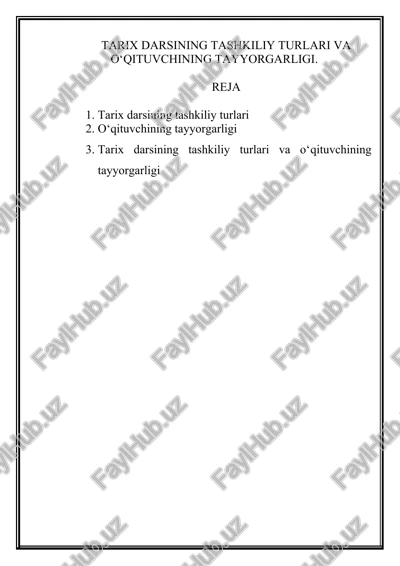 tarix darsining tashkiliy turlari va o‘qituvchining tayyorgarligi — DOCX