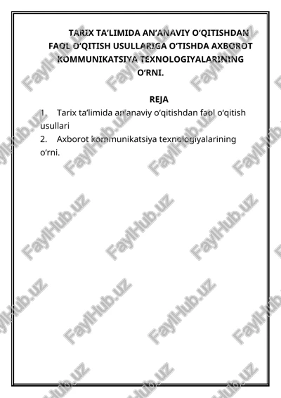 tarix ta’limida an’anaviy o‘qitishdan faol o‘qitish usullari — DOC