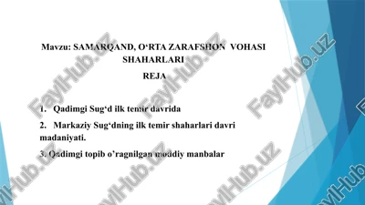 samarqand, o‘rta zarafshon vohasi shaharlari — PPTX