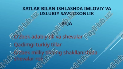 oʻzbek adabiy tili vashevalar — PPTX