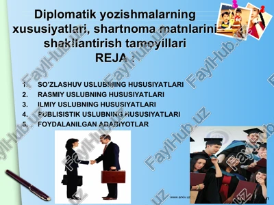 diplomatik yozishmalarning xususiyatlari — PPT