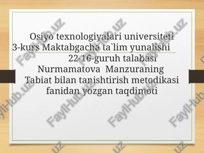 tabiat bilan tanishtirish metodikasi — PPTX