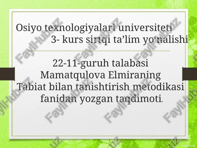 tabiat bilan tanishtirish metodikasi — PPT