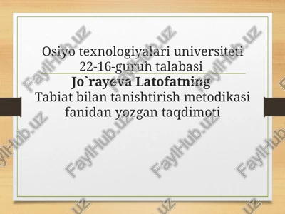 tabiat bilan tanishtirish metodikasi — PPTX