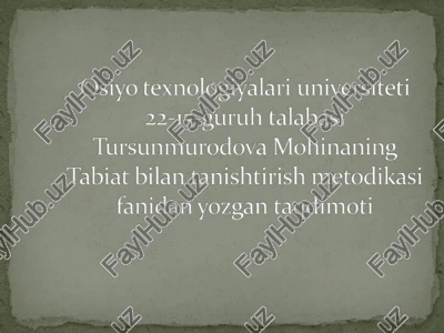 tabiat bilan tanishtirish metodikasi — PPT