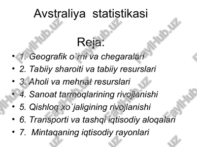avstraliya statistikasi — PPT