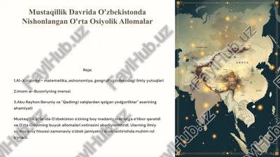 mustaqillik davrida o'zbekistonda nishonlangan o'rta osiyolik allomalar — PPTX