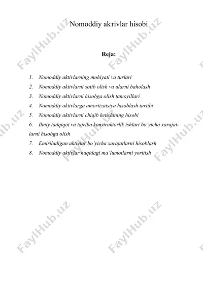 nomoddiy akтivlar hisobi — DOC
