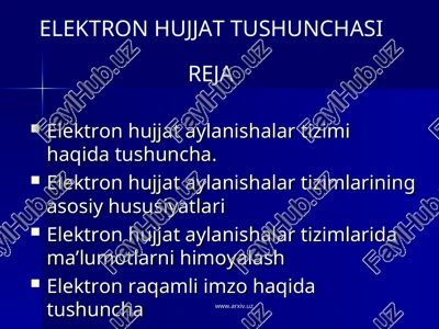 elektron hujjat aylanishalar tizimi — PPT