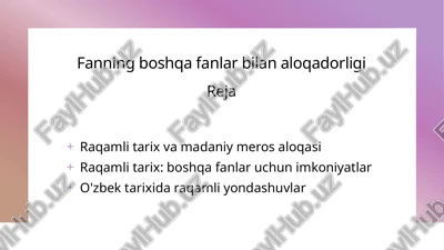 raqamli tarix va madaniy meros — PPTX