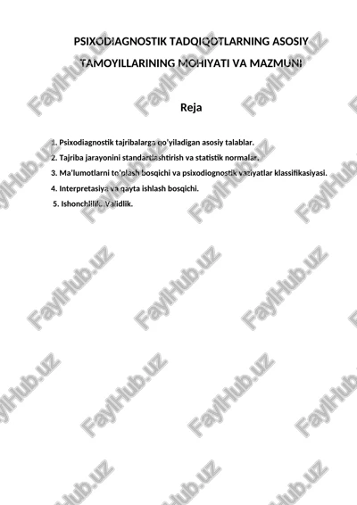 psixodiagnostik tadqiqotlar — DOC