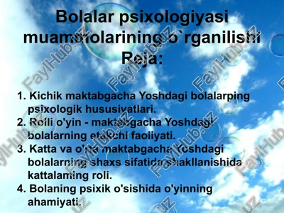 kichik maktabgacha yoshdagibolalarning psixologik hususiyatlari — PPTX