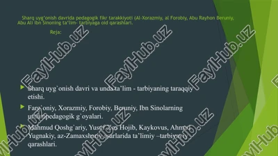 sharq uyg`onish davri pedagogik fikri tarakkiyoti — PPTX