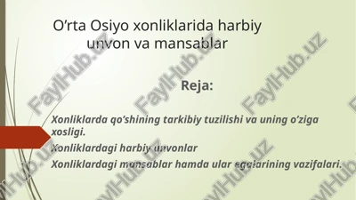 xonliklardagiharbiyunvonlar va mansablar — PPTX